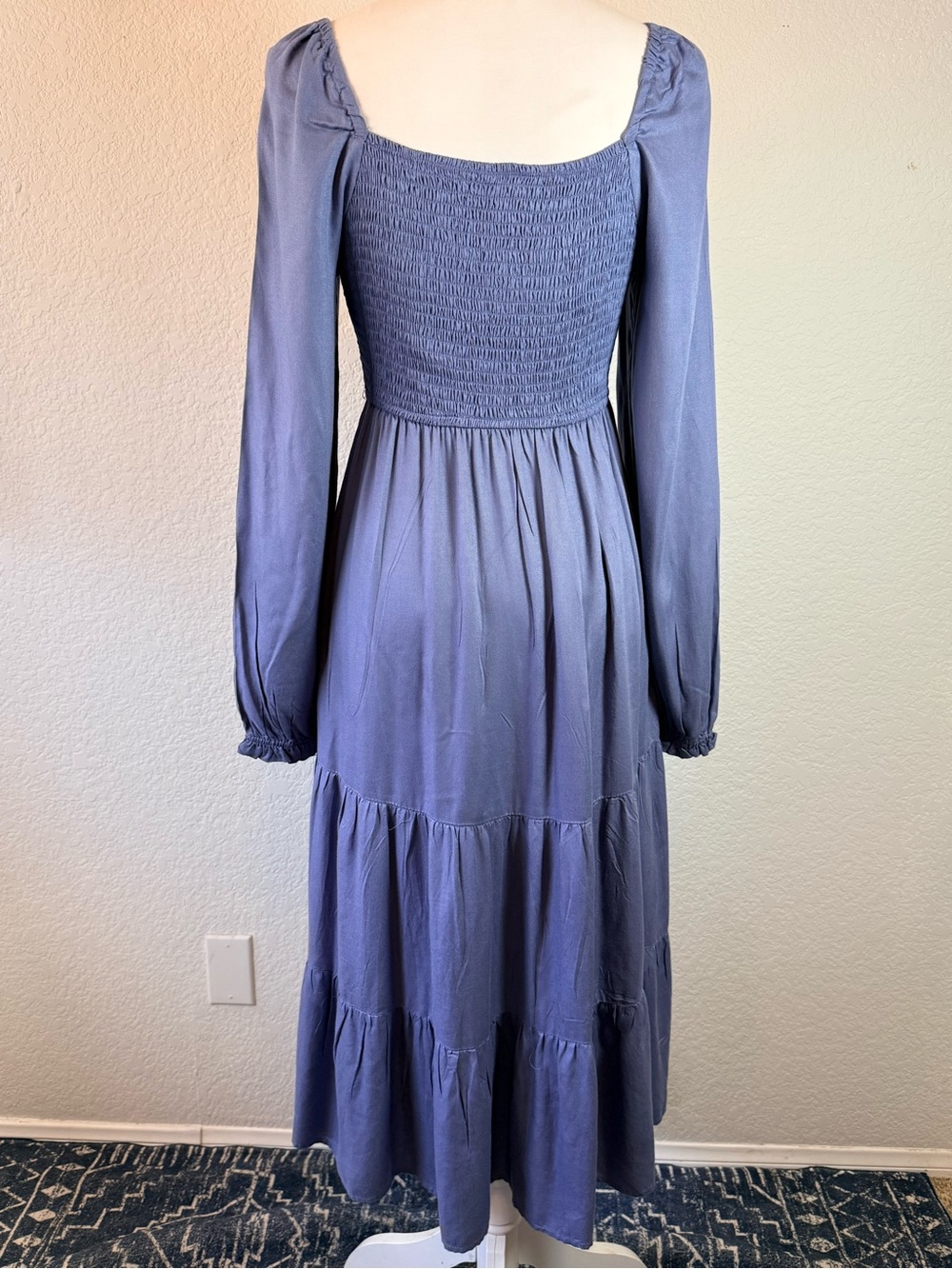 Beyond Words Black Boho Smocked Long Sleeve Fit & Flare Dress Size Small - Picture 4 of 8